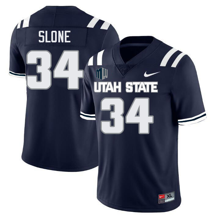 Utah State Aggies #34 Teeg Slone College Football Jerseys Stitched Sale-Navy